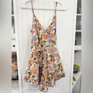 Floral Sleeveless romper with pockets